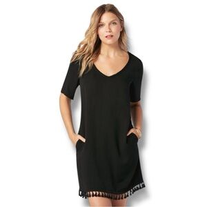 FATE Tassel Hem Black Shift Dress w/Pockets  Womens Size Medium Dark Lolita Goth